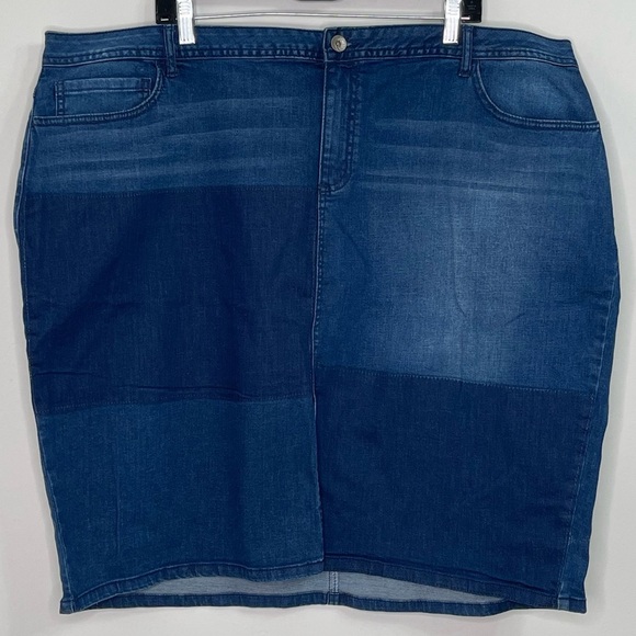 Cato Denim Patchwork Pencil Skirt Size 26W - Picture 1 of 4